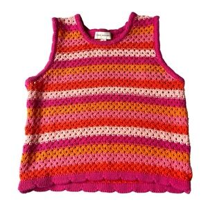 Free Assembly Pink & Orange Stripes Kit Crop Top Size Small